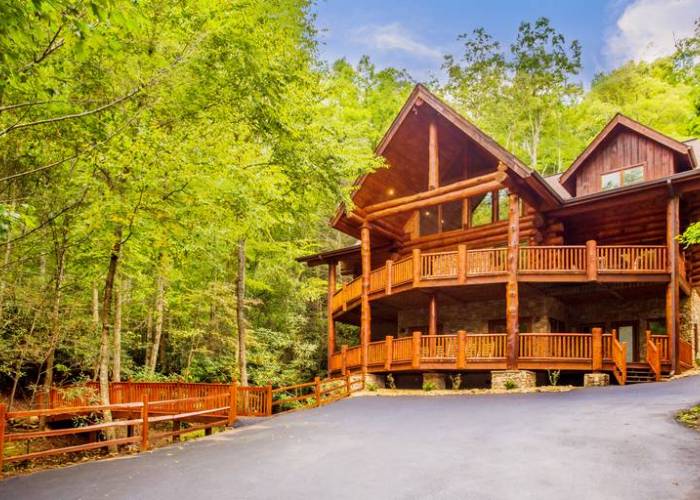 large log cabin in the forest 
